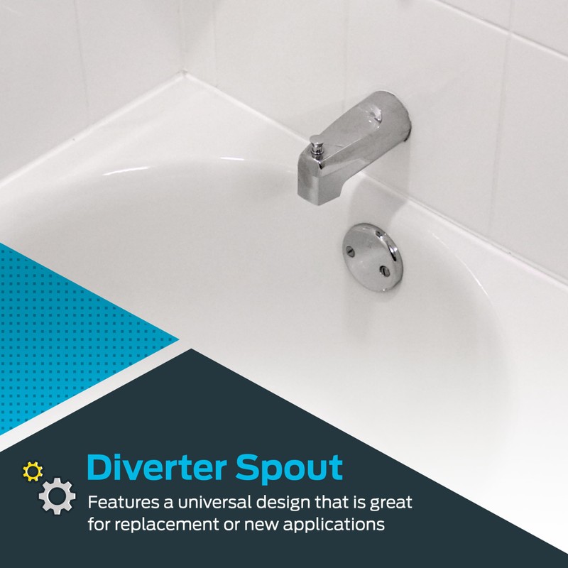 EZ-FLO 5-3/8 Inch Slide-On Zinc Bath Tub Diverter Spout with