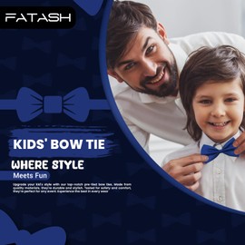 FATASH Kids Bow Tie for Boys, Silk Satin Pre-Tied Bowtie, Adjustable Neck Bow Tie, Classic Solid Color Bowtie Suitable For Birthday Party, Wedding - Royal Blue