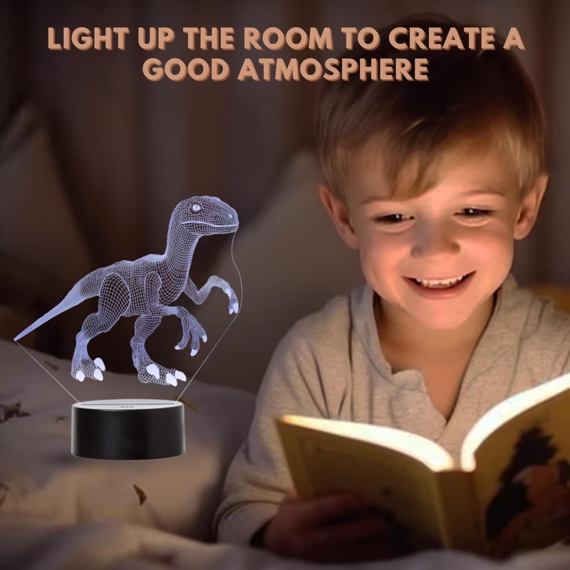 LED Dinosaur Velociraptor Colour Changing USB Night Light and Decoration