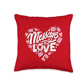 Sending Messages of Love Heart Shape Message of Love Letters Heart Shape Valentine's Day Throw Pillow, 16x16, Multicolor