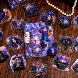 Magical Fantasy 240 PCS Sheets of Waterproof Clear Fairy Scrapbook Stickers for Trash Journals, Planners, Resin Art Supplies. (Magical Fantasy)