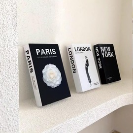 Decorative Book Boxes, Set of 3, Cardboard, 26.7 x 17 x 4.2 cm, Decor Book Fashion, Paris, London, New York