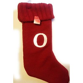 Wondershop Christmas Holiday Red Thick Knit Stocking Monogram Letter O Measures 19"