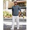 Mens Textured Polo Shirts Long Sleeve Casual Collared Pullover Knit