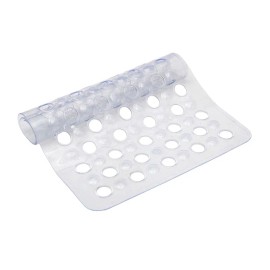 Unbranded Clear Vinyl Bath Mat W/ Suction Cups Shower Tub Large Drain Holes Non-Slip New