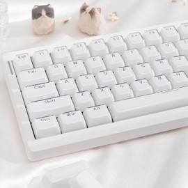 White Keycaps - 136 Keys Crystal Jelly Translucent Keycaps 75 Percent Shine Through MDA Profile Custom Key Caps for Mechanical Keyboards