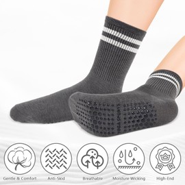 4 Pairs Pilates Socks, Yoga Socks for Women Non Slip, Pilates Reformer Socks with Grips for Women, Balle Socks Yoga Socks Barre Socks Dance Socks Sport Socks