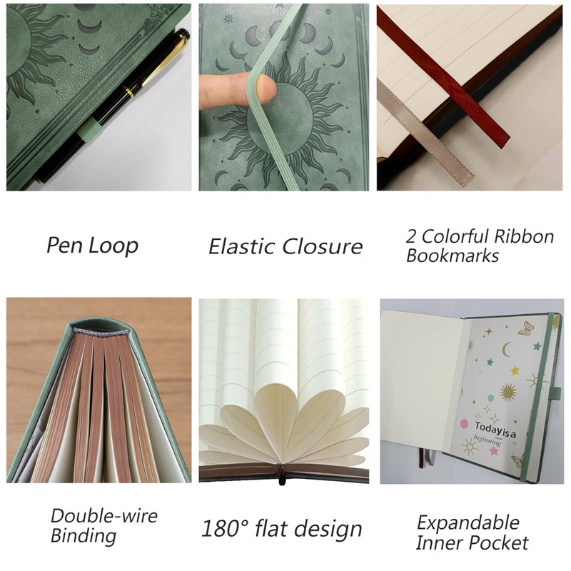 Lined Journal Notebook for Women Men,360 Pages B5 Hardcover Leather