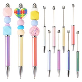 Magibeads 8Pcs Beadable Ballpoint Pens 5.98 Inches Black Ink Plastic Beaded Ball Point Pens DIY Pens for Office School Crafts Pens Making Supplies Teacher Student Graduation Brown