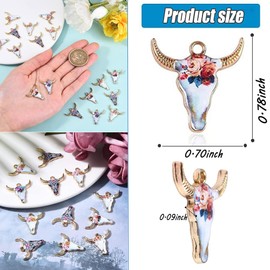 SSYHQAX 25 Cow Gold Plated Enamel Pendants Metal Animals Charms Pendant for Earrings DIY Jewelry Making Necklace Bracelet Keychain Craft Findings(A)