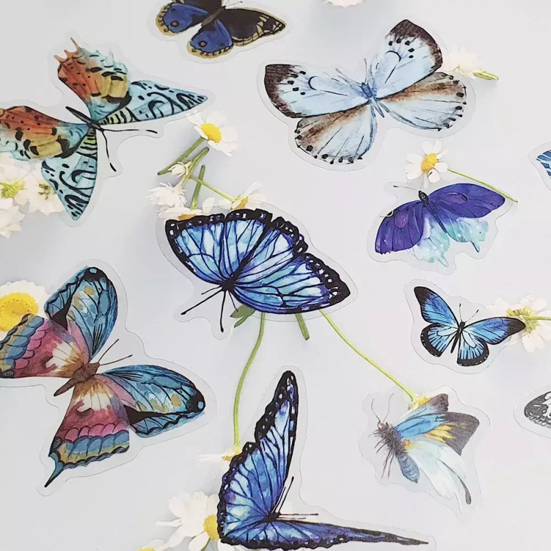 Blue Butterfly 나비 스티커 40P 세트 파란나비 Butterfly Sticker 40P
