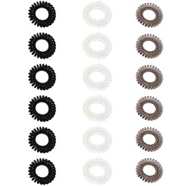 Motmucot 18PCS Spiral Hair Bobbles, MultiColor Hair Bands No Crease Phone Cord Hairs Ties, No Damage Waterproof Plastic Spiral Ponytail Holder Hairs Bands for Women Girls Bobbles Accessories