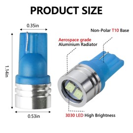 wuyaoyao 6PCS 194 LED Light Bulb, T10 168 W5W 2825 Car Led Lights Replacement Bulb, Super Bright LED Bulbs for Car Interior Dashboard Dome Map Door Dash Courtesy License Plate Lights (Sky Blue)