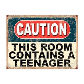 Shawprint Caution This Room Contains A Teenager Funny Metal Signs Home Pub Indoor & Outdoor Garden Bar Garage Vintage Wall Plaque Gift Retro (A4)