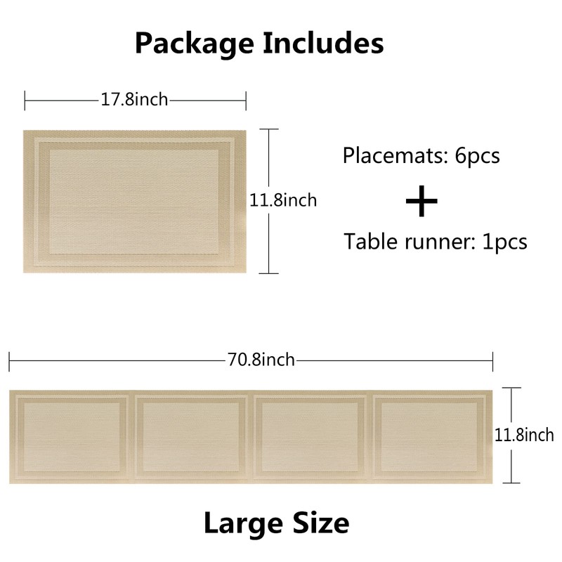 Xmkuwa Placemats, Washable PVC Table Mats, Woven Vinyl Placemat for