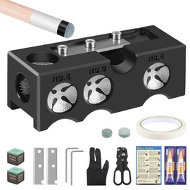 Kalekey 11-in-1 Billiards Pool Cue Tips Shaper, Pool Cue Tips Replacement Kit, Professional Cue Stick Tool, Pool Cue Tips Repair Kit, Billiards Accessories for Replacement and Shaping Cue Tips