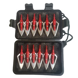 LeeMui Aluminum Hunting Archery Broadheads Blades Grain Screw-in Arrow Heads Tips Portable Case for Arrowheads Broadheads