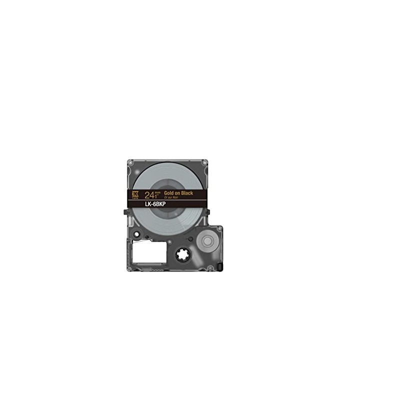 Epson Label Cassette, Metallic Tape LK-6BKP Gold on Black, Durable