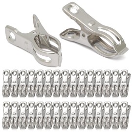 Qjaiune 30 PCS Garden Clips, Stainless Steel Greenhouse Clips 5/8 Inch Large Open Spring Clips Clamps for Netting, Row Cover Clips Heavy Duty Shade Cloth Clips for Plant Cover on Garden Hoops