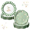 48 Pcs Silly Goose Paper Plates, Sage Green Stripe, 9