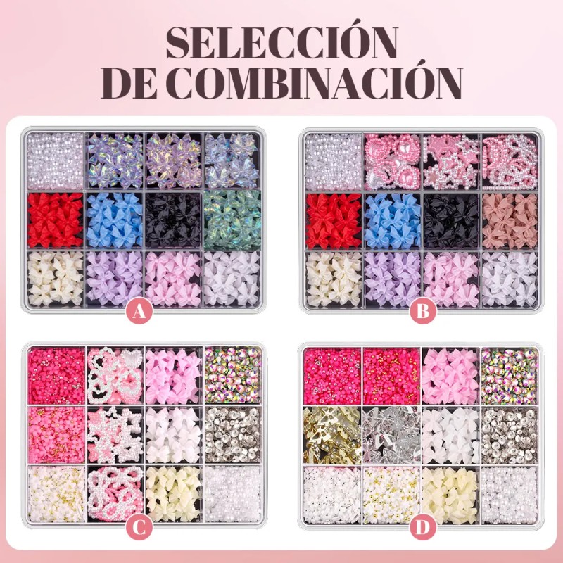 Decoracion De Uñas Acrílica 3d Lazo Flores Uñas Arte Diy