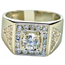 JGD 4.6 CT CZ Solitaire With Accents  Men's ring 18k white gold Overlay size 13 T71