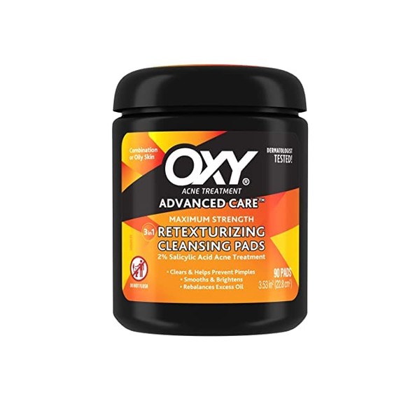 OXY Maximum Action 3-in-1 Acne Medication Treatment Pads, 90 CT
