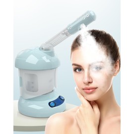 Nisperos Nano Ionic Facial Steamer - 360° Rotatable Sprayer - 40 Minutes Warm Mist - Humidifier - Professional Face Steamer for Facial Deep Cleaning (Light Blue)