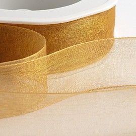 Italian Options Organza Chiffon Ribbon, 25mm x 20 Metre Roll, Antique Gold