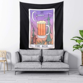 Tarot Mandala Tapestry Colored Hippie Psychedelic Tapestry Wall Hanging Beer Boho Wall Blanket Tapestries for Bedroom Living Room Dorm, 59.1" x 78.7"
