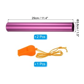 PATIKIL Relay Track Baton,2 Pack Aluminum Tube Field Running Race Stick with Whistle Corrosion Resistant for Outdoor Athletics Sport Game Practice Tool, Pink