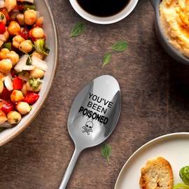 You Have Been Poisoned,Funny Engraved Stainless Spoon,Coffee/Tea/Ice Cream/Dessert/Cereal Spoon for Women Men,Best Friend Spoon Gift(With Gift Box)