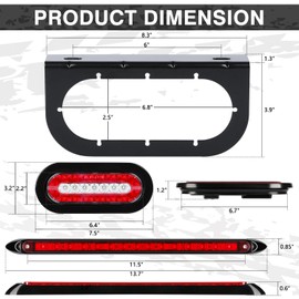 RONSTA 6 inch Oval Led Trailer Lights Kit with Mounting Brackets,Light Bar and Wiring, 2PCS Waterproof Stop Brake and White Backup Reverse Lights for Boat RV Truck (Oval Led Trailer Lights Kit)