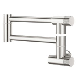 Aktines Pot Filler Faucet with Knob Switch, Wall Mount Over Stove Folding Faucet, Single Hole Stainless Steel Kitchen Pot Faucet, Brushed Finish