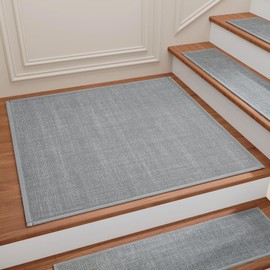 Alfombra antideslizante SUMLANS para escaleras de madera, alfombra de aterrizaje antideslizante con respaldo de goma, poliéster suave resistente, gris, 78.74 cm x 31 cm x 31 cm, para interiores