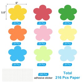 PATIKIL Flower Cutouts, 216 Pack Paper Flowers, Colorful Flower Cutout for Classroom Decoration DIY Craft Project, Assorted Color