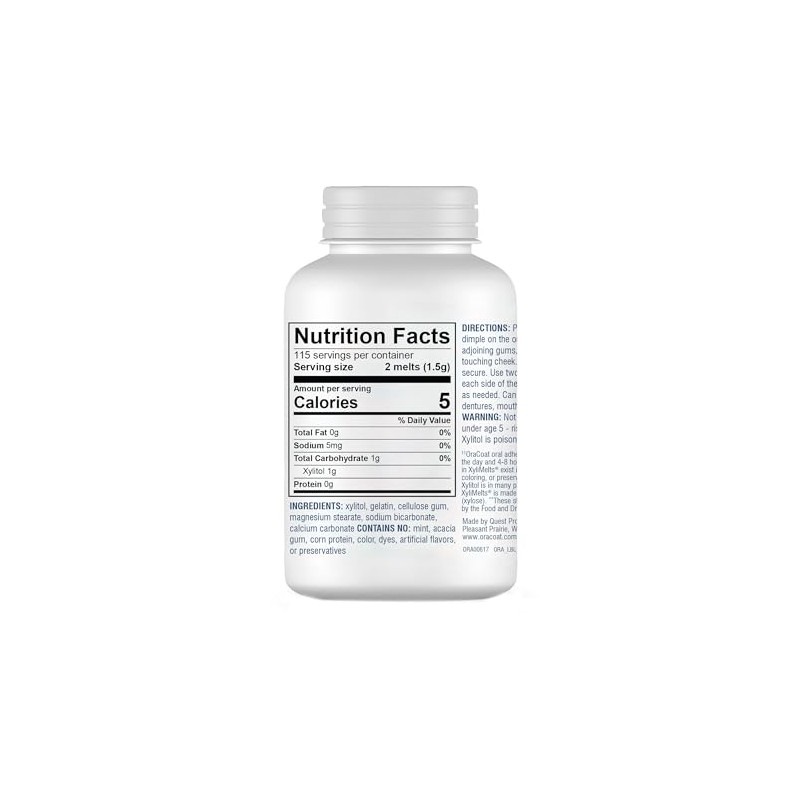 Oracoat XyliMelts Dry Mouth Relief Acacia Gum-Free Xylitol 230 Ct