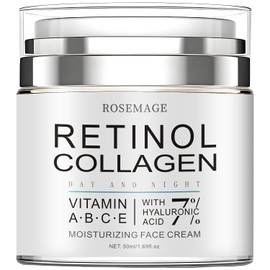 Moisturizer 1.69 fl oz Retinol Anti-Aging Face & Neck Cream | 7% Hyaluronic Acid, Collagen & Vitamin C, Brightening Cream, Vacuum Press Inner Lid, For All Skin Types, Natural Scent