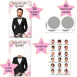 Floral Bridal Shower Games - Scratch Off Lottery Ticket Raffle Cards - Which is the groom - Funny Bridal Shower Games