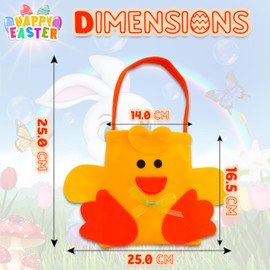 2Pcs Easter Chick Buckets, 25cm Reusable Felt Baskets for Kids, Egg Hunt Treat Bags, Candy Storage, Easter Party Favors, Decorations, Gifts & Festival Supplies