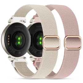 EverAct Pack of 2 Nylon Wristbands for Garmin Lily 2.14 mm Elastic Nylon Soft Loop Straps Quick Release Replacement Adjustable Bracelet for Lily 2 Classic/Active Smart Watch Accessories for Women
