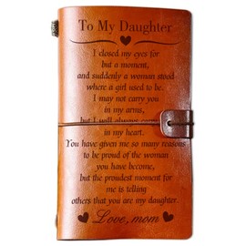 CICAIFALO Daughter Gifts from Mom To My Daughter Leather Journal Gifts for Daughter - 140 Pages Refillable Notebook Graduation Christmas Back to School Gifts Card Gifts for Daughter from Mom
