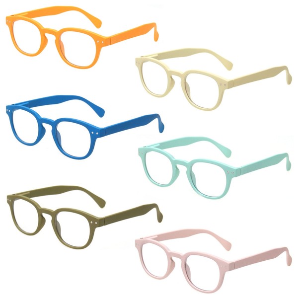 Kerecsen Reading Glasses 6 Pack Great Value Quality Readers Spring Hinge Color Glasses (6 Pairs MIx Color, 2.00)