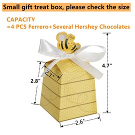 YOPAY 100 Pack Paper Beehive Gift Box with Ribbons, Baby Favors Candy Boxes, Cookie Chochalate Treat Box for Baby Shower, Birthday, Wedding Favors Supplies, Yellow