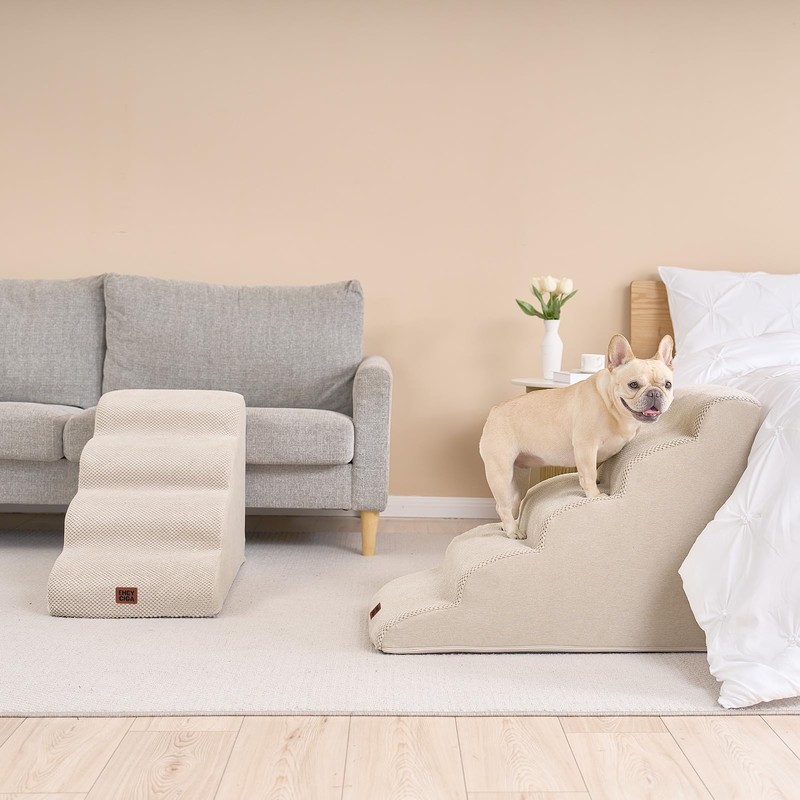 EHEYCIGA Curved Dog Stairs Ramp for High Beds 19.7" H,