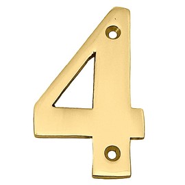 Doris 3-Inch Solid Brass-Polished Finish, Mailbox Address Numbers, House Numbers For Outside House Door Number, House Number Plaque (Number 4)