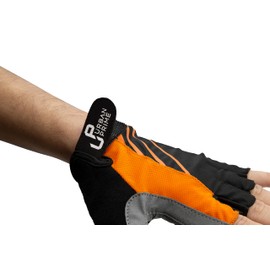 Urban Prime Short Gel-Padded Gloves Orange Cycling Gloves Summer Short Half Finger Non-Slip Gel Padding Orange Unisex