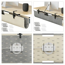 2-in-1 Under Desk Cable Management Tray & Privacy Panel, Desk Mount Cord Holder for Office and Home, Clamp or Screw Mountcolor: Khaki, size: 30"