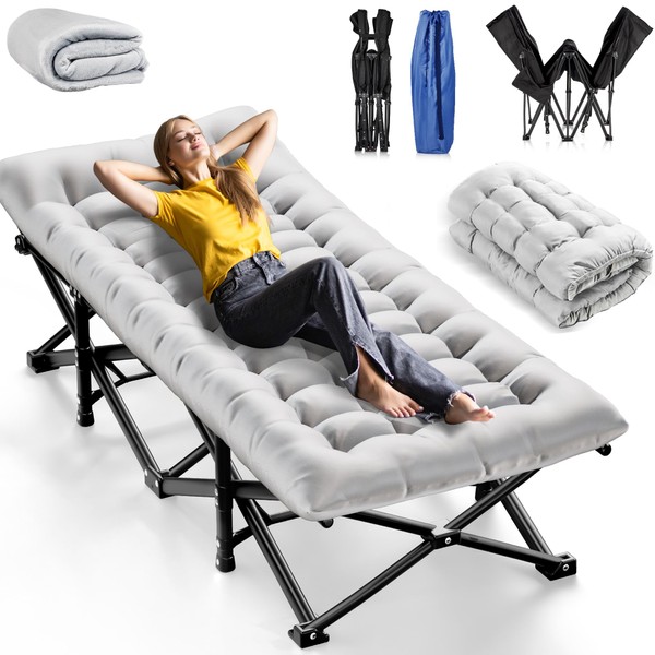 Handnam Camping Cots for Adults, Upgraded Folding Camping Cot Heavy