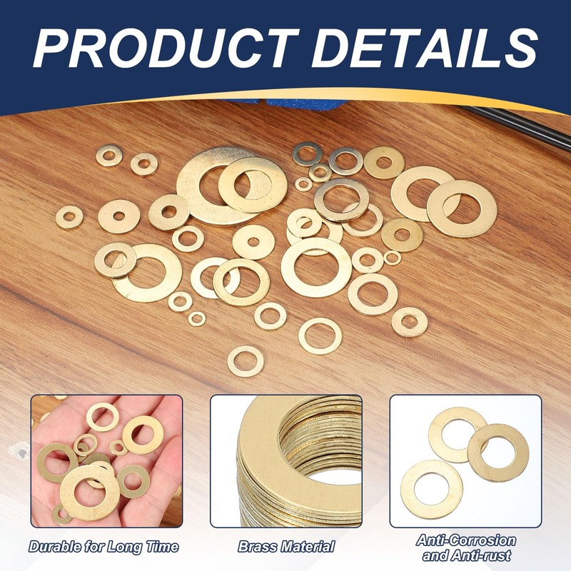 PATIKIL M3 x 5mm Brass Screw Washers Set, 150Pcs Bronze